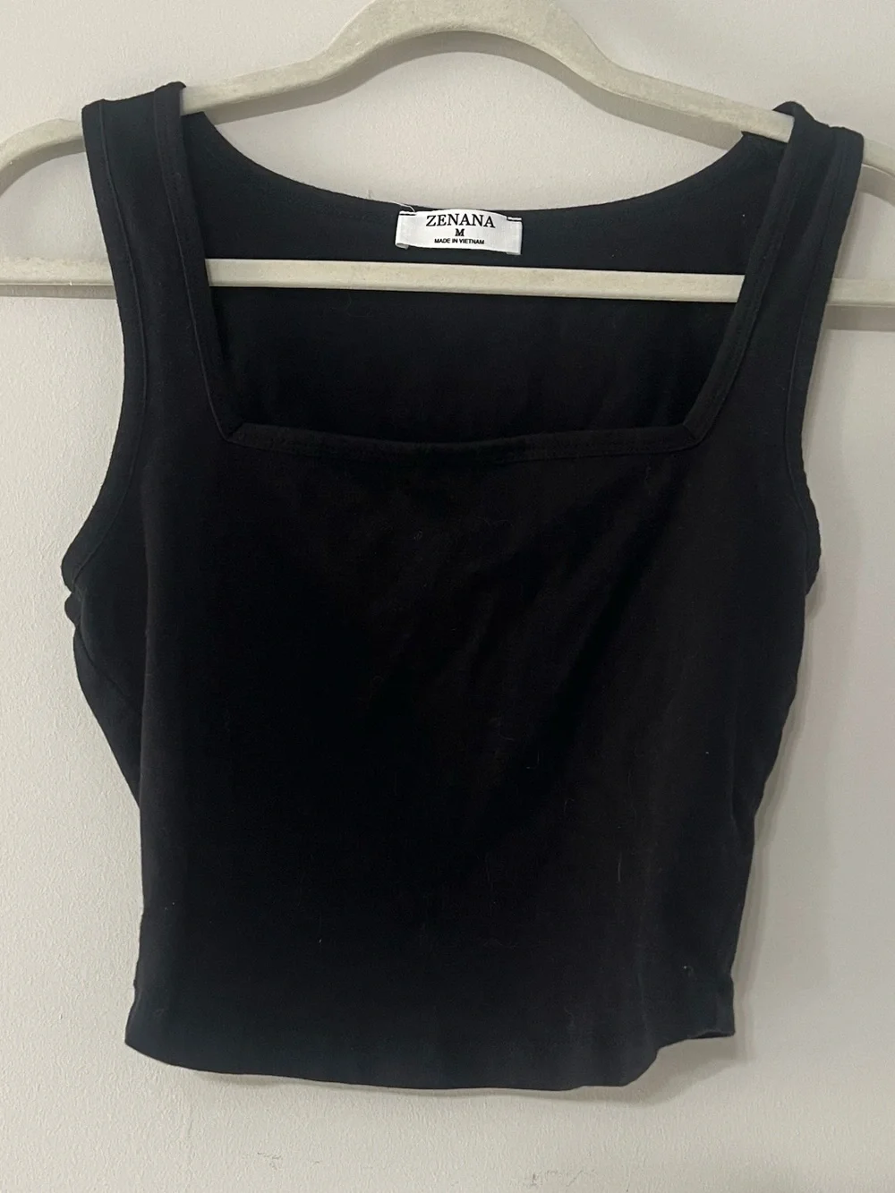 Zenana Outfitters Black Square Neck Crop Tank